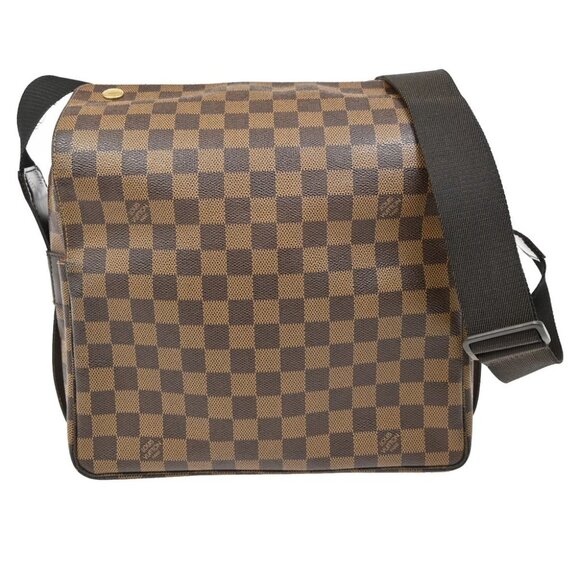 LOUIS VUITTON Naviglio Shoulder Bag Damier Ebene Leather Brown - Picture 1 of 14